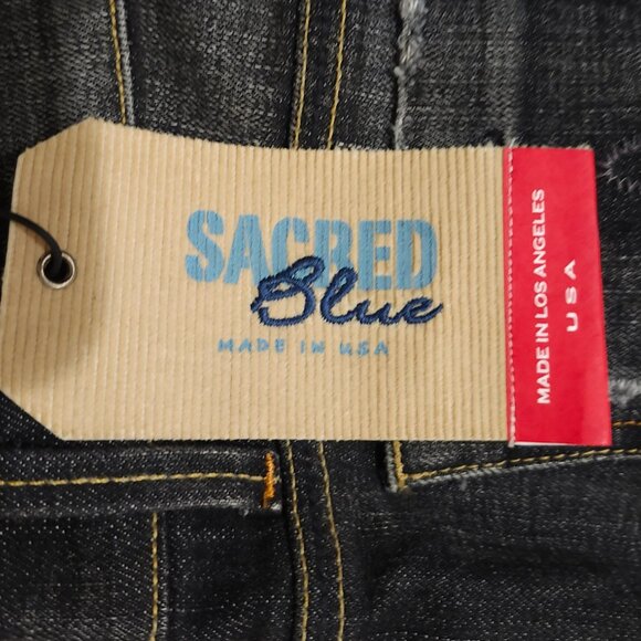 Sacred Blue jeans made in Los Angeles wiskered indigo blue color size 25 NWT - Picture 3 of 7
